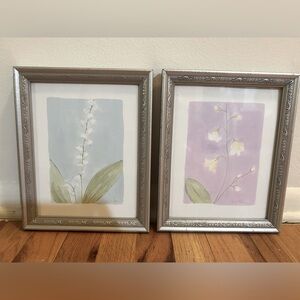 Silver Framed Floral Art Set